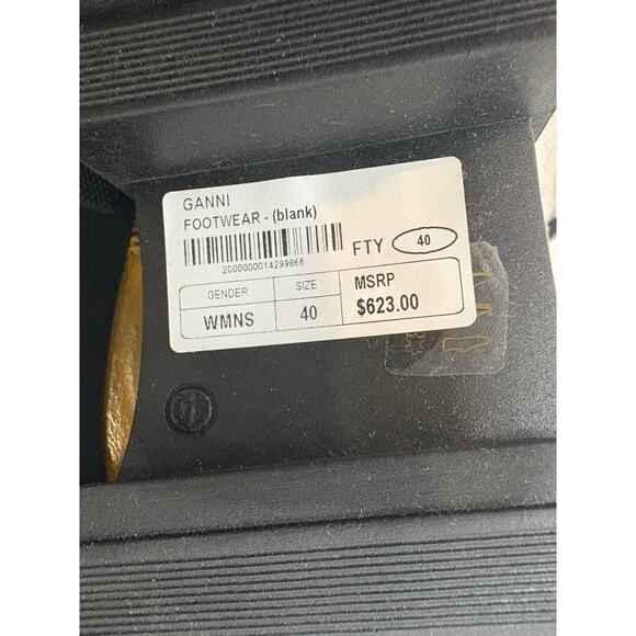 Ganni Low Chelsea Boots Metallic Leather Chunky Lug Sole Cyberpunk Gold Sz 10 - Picture 10 of 10